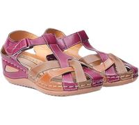 Sadals WOME’s Fashio Flat Sadals Premium Comfort Sadals Orthopédiques avec Support De Voûte Plantaire, Las Summer Walkig Sadals pour Le Sport en Plein Air, Wine Red, 38 EU