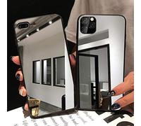 SADATA Coque de téléphone Miroir Black Edge pour iPhone 14 13 12 11 Pro Max X XS Max XR Coque de Protection en TPU Souple pour iPhone 7 8 Plus Coque Miroir, pour iPhone 14 Plus