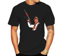 Saddam Hussein AK 47 T Shirt En1 Custom Screen Printed Tee Shirt Black XL
