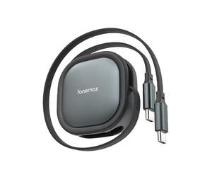 Saddgo Câble de charge rétractable USB C vers USB C 60 W USB 2.0 480 Mbps pour téléphone et tablette 119,4 cm de long en plastique