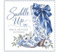 Saddle Up She's Getting Hitched: Bridal Shower Guest Book and Gift Log | Something Blue Delft Toile Cowgirl Design | 8.5 x 8.5 Inch Sign In Book for Wishes, Advice and Memories