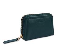 SADDLER Annabelle Porte-monnaie pour femme en cuir véritable avec fermeture éclair 2 sections avec protection RFID, Vert, Minimaliste