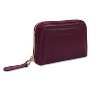 SADDLER Annabelle Porte-monnaie pour femme en cuir véritable avec fermeture éclair 2 sections avec protection RFID, bordeaux, Minimaliste