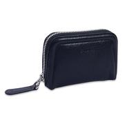 SADDLER Annabelle Porte-monnaie pour femme en cuir véritable avec fermeture éclair 2 sections avec protection RFID, Noir , Minimaliste