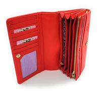 SADDLER Bonnie Porte-monnaie multi-sections en cuir véritable RFID pour billets et pièces de monnaie | Boîte cadeau, Rouge, Contemporain