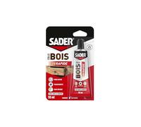 Sader Colle à Bois Prise Rapide 2 min - Colle Forte pour Tous Bois et Dérivés - Intérieur - Transparente après Séchage - Sans Solvant - Tube de 55 ml, Tube de 55ml