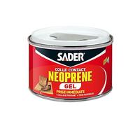 Sader Colle Contact Néoprène Gel - Colle Extra Forte Tous Matériaux - Prise Immédiate - Idéale pour Supports Poreux ou Verticaux - Spatule Incluse - Boîte de 250 ml