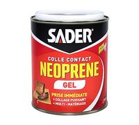 Sader Colle Contact Néoprène Gel - Colle Extra Forte Tous Matériaux - Prise Immédiate - Idéale pour Supports Poreux ou Verticaux - Spatule Incluse - Boîte de 750 ml