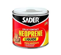 Sader Colle Contact Néoprène Liquide - Colle Extra Forte Tous Matériaux - Prise Immédiate - Idéale pour Surfaces Horizontales - Applicable au Pinceau - Boîte de 500 ml