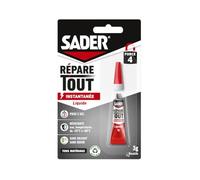 Sader Colle de Réparation Répare Tout Liquide - 1 Tubes de 3 g | Colle Extra Forte - Prise Instantanée en 5 secondes - Efficace sur Tous Matériaux - Sans Odeur et Sans Solvants - Transparent