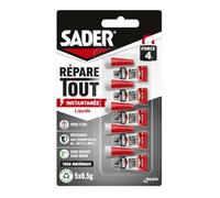 Sader Colle de Réparation Répare Tout Liquide - 5 g | Colle Extra Forte - Prise Instantanée en 5 secondes - Efficace sur Tous Matériaux - Sans Odeur et Sans Solvants - Transparent
