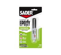 SADER - Colle Epoxy bi-composant Express - Colle forte et résistante - Prise en 1 Minute - Tous Matériaux - Transparent - Seringue 4ml