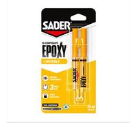 Sader Colle époxy bi-composant invisible – transparente, forte, tous supports – seringue 25 ml