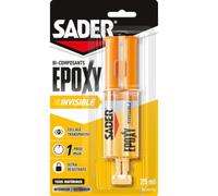 Sader Colle époxy bi-composant invisible – transparente, forte, tous supports – seringue 25 ml