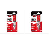 SADER - Colle Epoxy bi-composant Rapide - Colle forte et résistante - Collage accéléré - Tous Supports - Transparent - Seringue 25ml (Lot de 2)