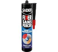 Sader Fixer Sans Percer - 100% Matériaux - Tous Supports - Mastic Colle Intérieur - Résiste à l'Eau - Colle Salle de Bain - Hybride Polymère - Couleur : Blanc - Cartouche de 290ml