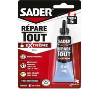 Sader Colle Multi-Usages Répare Tout - Colle Extra Forte Tous Matériaux - Super Glue Gel - Intérieur et Extérieur - Tube de 20 g