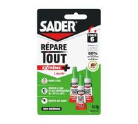 Sader Colle Répare Tout Extrême+ – Forte tous matériaux, transparente, sans odeur ni solvant – 3x1 g