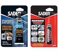 Sader Colle Vibrations et Hautes Températures - Souple Extra Forte Transparente Tube 55 ml & Multi-Usages Répare Tout - Extra Forte Tous Matériaux Tube 20 g