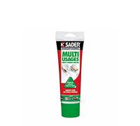 Sader - Enduit Mural Multi-Usages en Pâte - Rebouche, Égalise, Lisse et Colle - Intérieur/Extérieur - Spéciales Pièces Humides - Tous Supports - Coloris : Blanc - 1 Tube 330g