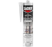 SADER Expert Menuiserie Fixation Verre - Colle Transparente Ultra-Puissante pour Verre - Intérieur/Extérieur - Maintien Immédiat - Résistante à l’Eau et aux Températures - Cartouche 290 ml