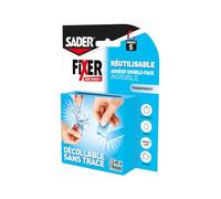 Sader Adhésif double-face extra invisible - Intérieur, transparent, réutilisable - 1,5 m x 19 mm