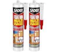 Sader Mastic Colle de Fixation Multi-Usages - Tous Matériaux - Intérieur et Extérieur Sous Abri - Prise Immédiate - Colle Néoprène Ultra-Puissante - Couleur : Beige - Cartouche de 310 ml (Lot de 2)