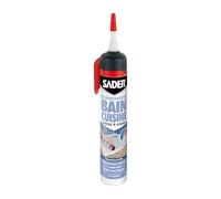 Sader Mastic d'Etanchéité Bain et Cuisine - Facile à Lisser - Jointe Tous Matériaux - Traité Anti-Moisissures - Gâchette Prête A l'Emploi - Transparent - 200 ml