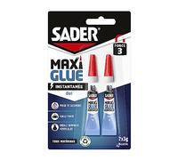 Sader Maxiglue Gel - Super Glue Universelle - Tous Matériaux - Colle de Réparation à Prise Rapide - Colle Extra Forte - Transparente - 2 Tube de 3 g