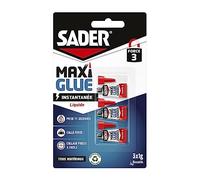 Colle Maxiglue Universel Liquide SADER Transparent Ultra puissante et résistante Prise maxi rapide en 15 secondes - 3 Tubes de 1 g