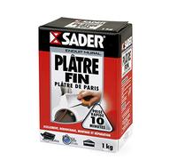 Sader – Plâtre fin de Paris – Scellement, rebouchage, montage, prise rapide 10 min – 1 kg blanc