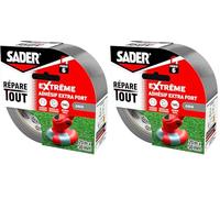 Sader Repare Tout Extrême Gris - Adhésif Extra Fort - Hautes Performances - Intérieur & Exterieur - Toutes Surfaces - Facile à Découper - 20m x 50mm (Lot de 2)