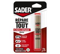 Sader Répare Tout - Pâte à Réparer Epoxy - Tous Matériaux - Intérieur/Extérieur - Couleur : Gris - 1 Tube 57 g 30621068