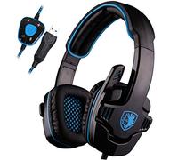 SADES SA901 Son Surround 7.1 USB Gaming Headset Jeu Casque Micro ¨¤ Distance pour PC Portable (Bleu et Noir)