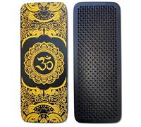 Sadhu Planche à ongles en bois de manguier foncé avec reflets dorés, 100 % fait main, 3 tailles : 10 mm, 12 mm et 15 mm, pratique du yoga, soulage les tensions (Om doré/noir, 15 mm)