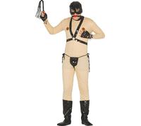 Sado Bondage Costume Set d'accessoires Masques Soirées Fêtes Camp Tenues Evénements Masque Manchettes Design Tanga Aventures passionnantes Look sombre, Taille : 48 - 50 (M) Couleur : Natural
