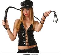 Sado chat chauve-souris accessoire fête jeu de rôle carnaval 180 cm Whip costume fun fantaisie, couleur : noir