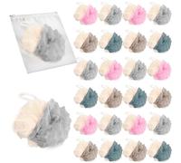 Sadocom Lot de 24 petites éponges de bain en luffa emballées individuellement - 10,2 cm - Multicolore