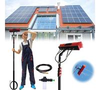 SADOMAIN 3.6-10.8m Tige De Nettoyage Panneau Solaire Photovoltaïque,Perche Telescopique Nettoyage,Manche Telescopique pour Nettoyer Vitres Toiture,Balai Brosse Telescopique (35cm Brush,5.4M)