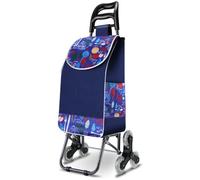 SADOMAIN Chariot de Course | Chariot marché 6 Roues - 3 Roues de Chaque côté | 2 en 1 Poussette marché Pliable et Diable | Caddie Panier Montant escalier (Blue)
