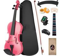 SADPRKR Ensemble de violon 1/2 pour débutant, équipé d'accessoires de violon, ensemble rigide y compris archet de violon, chevalet de violon, colophane pour violon, épaulière et accordeur de type clip