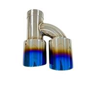 SADQRG Pipe Échappement Tuyau D'échappement Pièces Automobiles Acier Inoxydable Galvanisé Bleu Modifié Forme H À 4 Sorties Silencieux Buse Queue Gros Calibre Extrémité Arrière(Left 63mm-89mm)