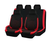 SADQRG VéHicule Protection Tapis Housses Siège Voiture Course Universelles Polyester Broderie Hexagonale Ensemble Fermeture Éclair Éponge Composite Housse Couvre Sieges(9pcs Red)