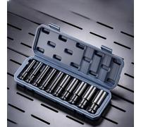 SAE pour ensemble de douilles à choc avec 9 tailles conçues pour une utilisation intensive, avec manchons à code couleur et boucles de montage pratiques pour une manipulation organisée (électrophorèse