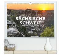 SÄCHSISCHE SCHWEIZ - Märchenland an der Elbe (hochwertiger Premium Wandkalender 2026 DIN A2 quer), Kunstdruck in Hochglanz: Magische Momente im Elbsandsteingebirge