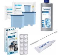 Saeco AquaClean Wessper CleanMax kit de détartrage 500 ml + 2x Wessper AquaClear filtre, Wessper CleanOil pastilles de nettoyage, agent nettoyant et lubrifiant