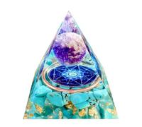Saefheled Générateur d'énergie Pyramide Orgone,Améthyste&Turquoise Pyramide de guérison en Cristal Orgonite,Réduisez Le Stress Ajustez Le Chakra Traiter et méditation.Attirer la Chance&succès