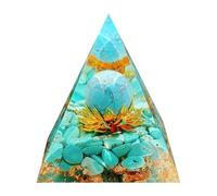 Saefheled La Fleur de Vie,Générateur d'énergie Pyramide Orgone,Pyramide de cristals de guérison d'orgonite Turquoise Réduisez Le Stress Ajustez Le Chakra Méditation Attirer la Chance&succès