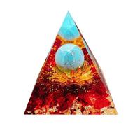 Saefheled La Fleur de Vie Pyramide de Orgone,Pyramide de Cristal de Orgonite,Turquoise&Verre émaillé Rouge,Réduisez Le Stress et protégez Le Chakra pour la méditation,collectez et guérissez(6CM)