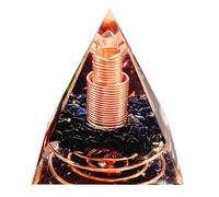 Saefheled Pyramide colonne cristal,Générateur d'énergie pyramidal de cristal d'Orgonite Obsidienne&Cristal Blanc Réduisez le stress et protégez le chakra pour la méditation,collectez et guérissez(6cm)